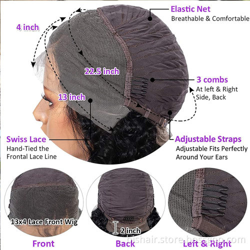 Wholesale price Deep wavy front lace wig real human hair 150% density 13X4 Brazilian real hair deep wavy front lace wig
